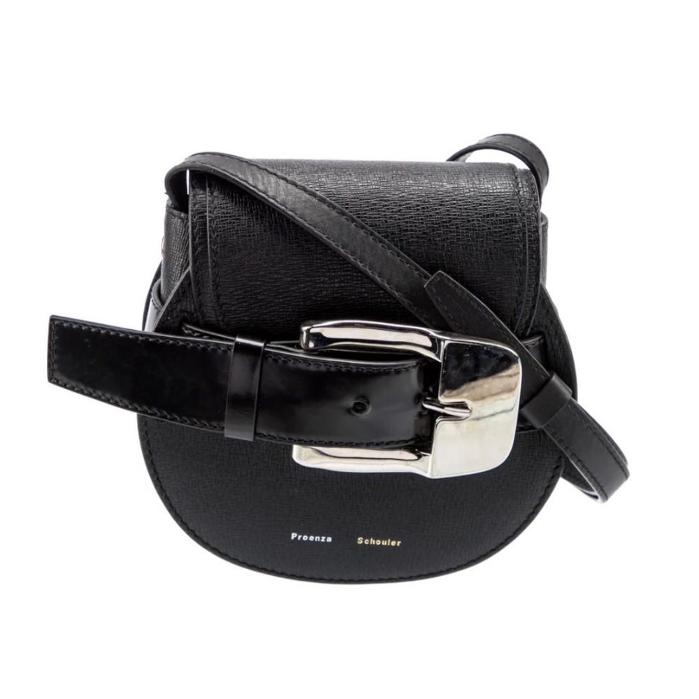 Proenza Schouler cross body black leather with buckle euc
